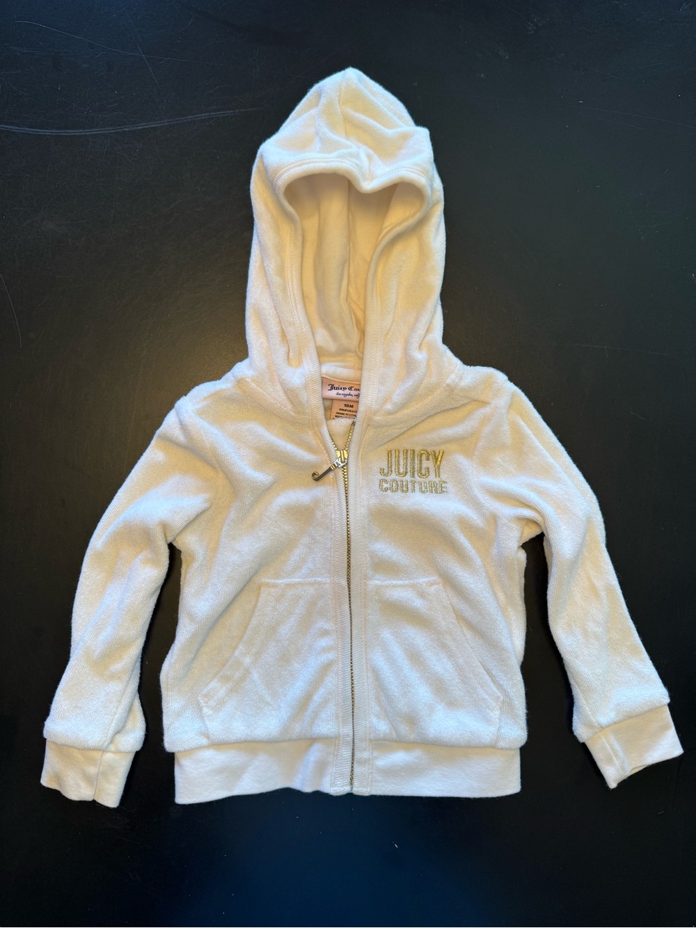 Juicy Couture Cream Hooded Zip-Up Sweatshirt with Gold Logo